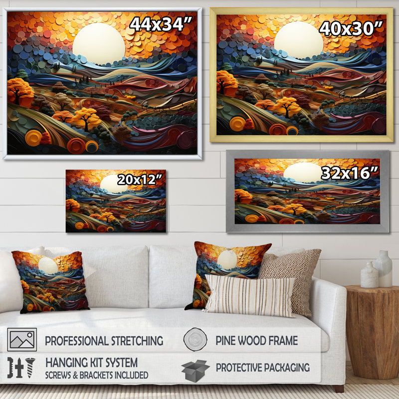 «Countryside Fusion Unveilé I» sur toile, Cadre doré simple, H 24 po x l 32 po x P 1 po