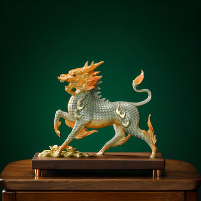 Artistic Brass Kylin Sculpture – Elegant Feng Shui Decor
