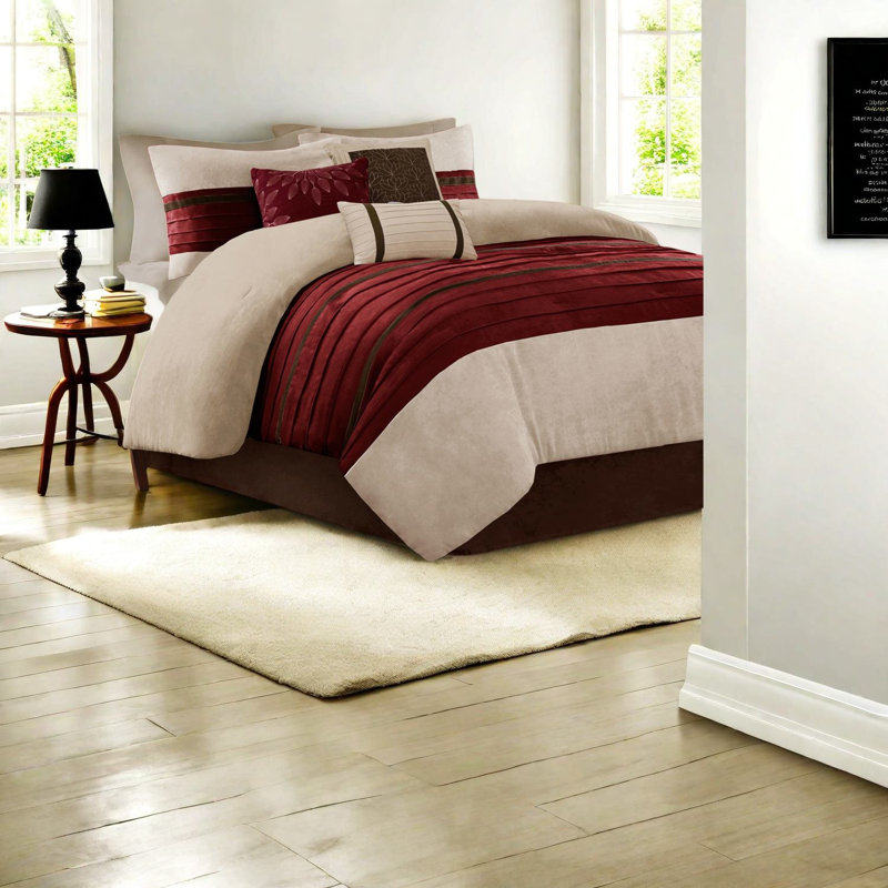 Ensembles de literie luxueux en faux suède, polyester rouge, style transitionnel pour la maison