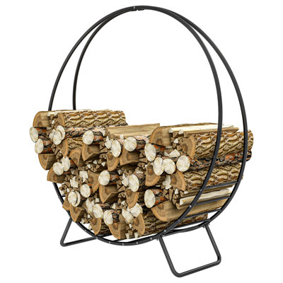 Lifewit 8 Ft Firewood Rack With Waterproof Cover - Heavy Duty Outdoor Log Holder With Side Pockets