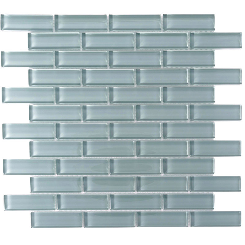 11.9"X 11.9" Polished Glass Brick Tile, Chic Gray
