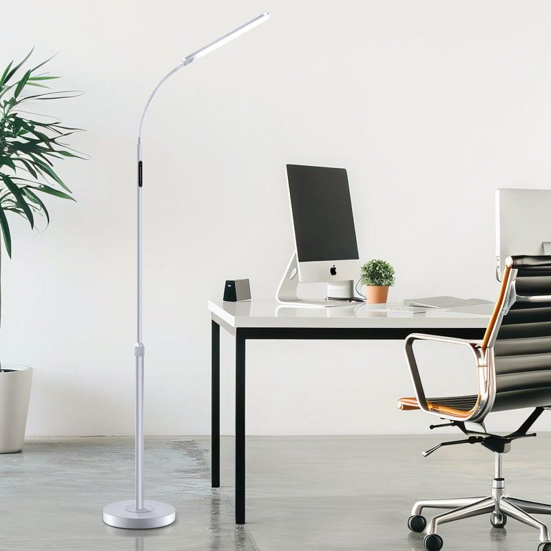 Loudean 72.8' Dimmable LED Floor Lamp with Remote Control, Adjustable Reading Floor Lamp, Silver
