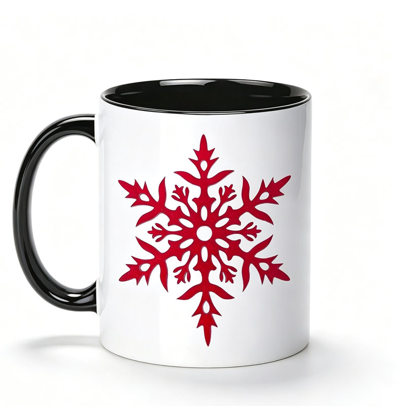 1pc Novelty Red Snowflake Mug Coffee Cup Juice Cup Fun Gift.