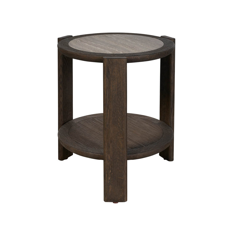 Modern Stone End Table, Brown