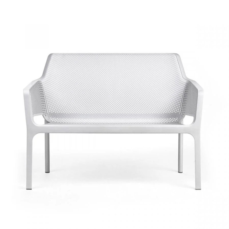 Net Outdoor Bench, White