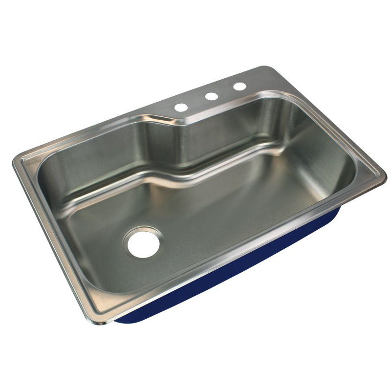 Meridian 33'' L Drop-In Single Bowl Stainless Steel Kitchen Sink, 3-Hole