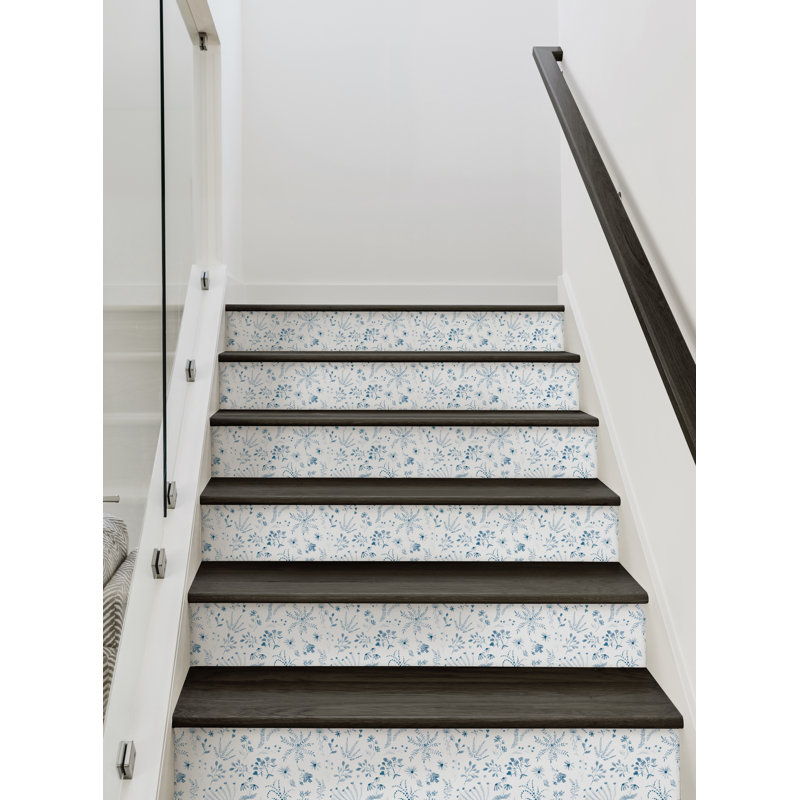 Élévateur de plantes à motif floral, H 7,5 po x l 48 po, Bleu