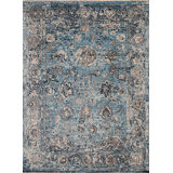 Shangri-La Hand Knotted Wool Area Rug in Blue/Gray/Brown