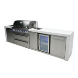 Mont Alpi 6-Burner Stainless Steel Outdoor Kitchen Island Gas Grill + Beverage Center