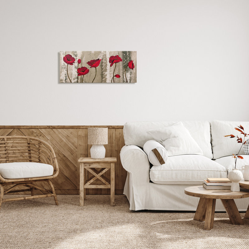 «Red Poppies Blooming», impression sur toile tendue, H 13 po x l 30 po