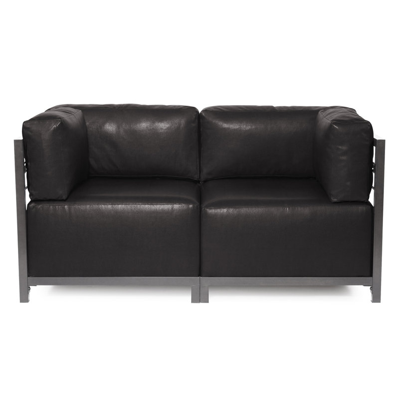 Causeuse Woodsen, Titane, Similicuir noir