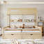 Lit plateforme double House-Style avec tablettes et tiroirs de rangement-125006240