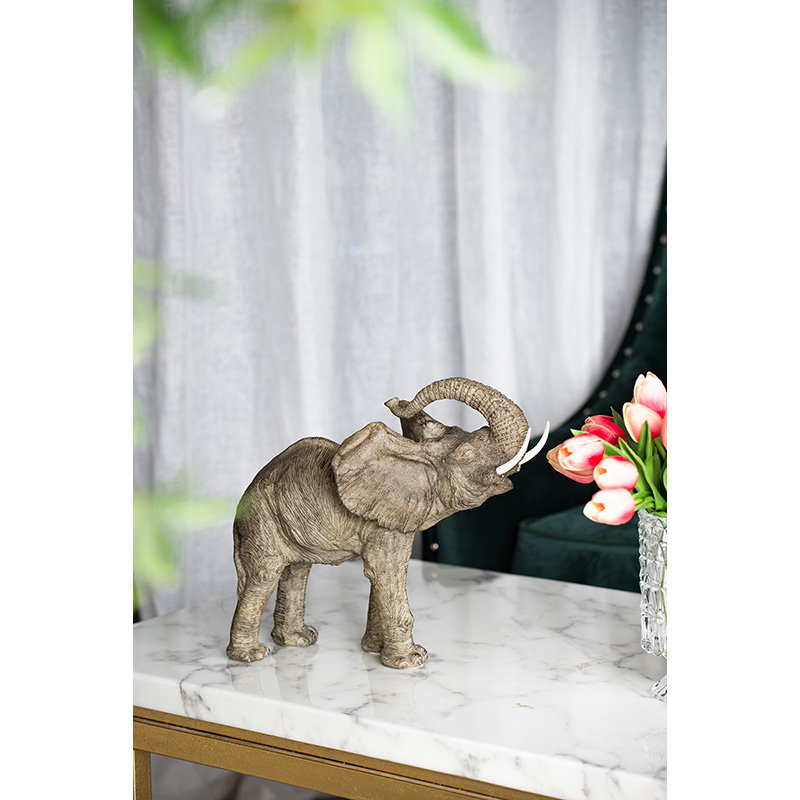 Éléphant 15 po x 8 po x 12 po, accent d'éléphant en forme de tai, trompette