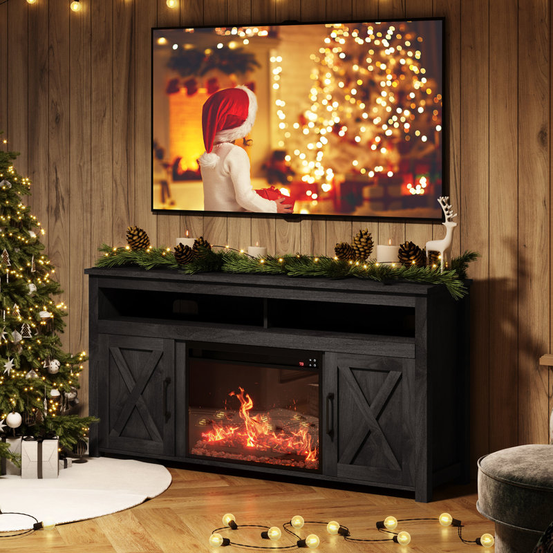 Claycomo TV Stand for TVs up to 65" with Fireplace Included, Dark Gray