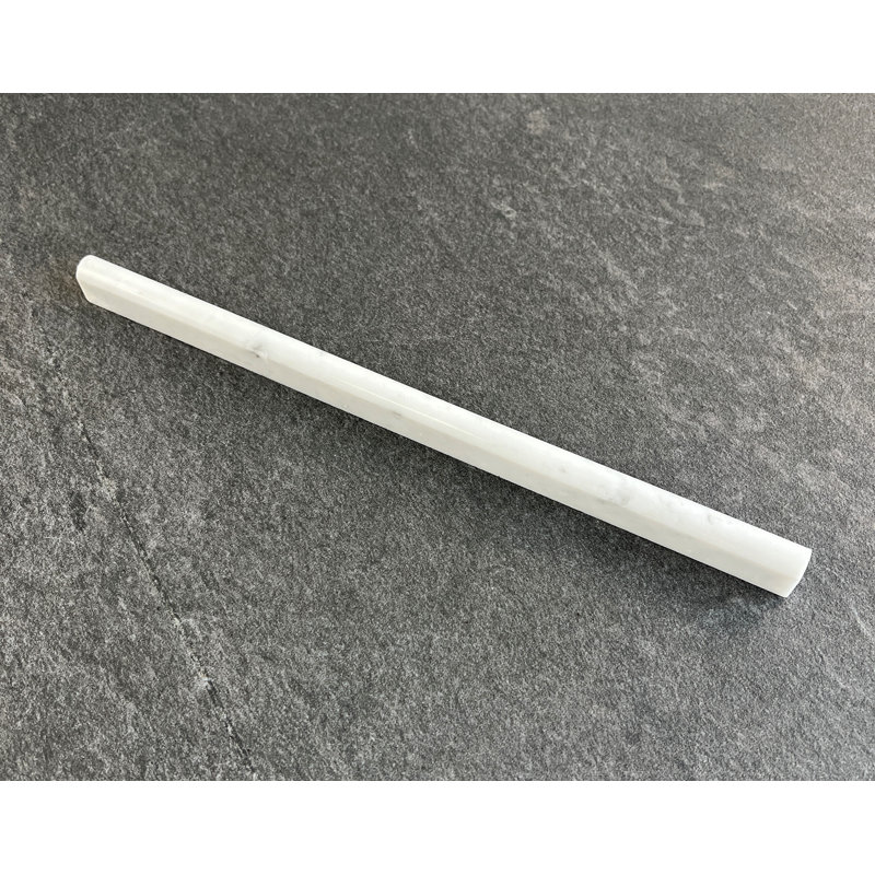 12'' L x 0.5'' W Marble Round Tile Trim, White Carrara