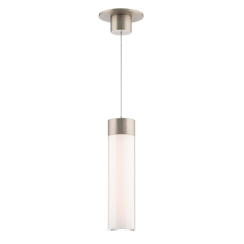Twist-N-Lite Dimmable LED Adjustable Height Cylinder Pendant - 5 Selectable Colour Temperatures, Brushed Nickel