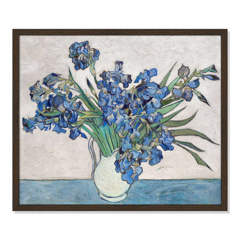 Imprimé iris bleu par Vincent Van Gogh, Noyer avec cadre fin, Pas de tapis, H 25,5 po x l 21,5 po