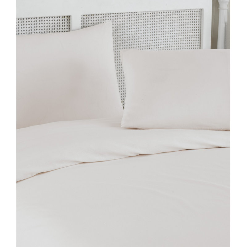 Solid Colour 4 Pieces Bed Sheet Set, Cream, Queen