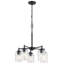 Lustre noir à 5 lumières avec abat-jour en verre bullé transparent Winslow-296979425