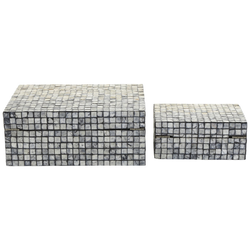 Nioma 2 Piece Handmade Mother Of Pearl Decorative Box Set