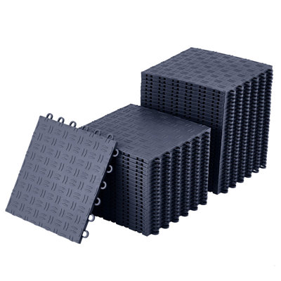 100-Pack 12"x12" Interlocking Garage Floor Tiles, Heavy-Duty Non-Slip Double-Sided Texture for Garage, Basement, Workshop, Home Gym