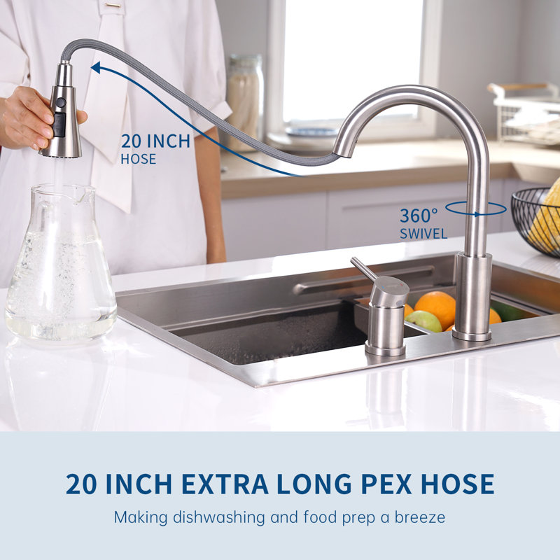 2 Hole Pull Down Kitchen Faucet, No