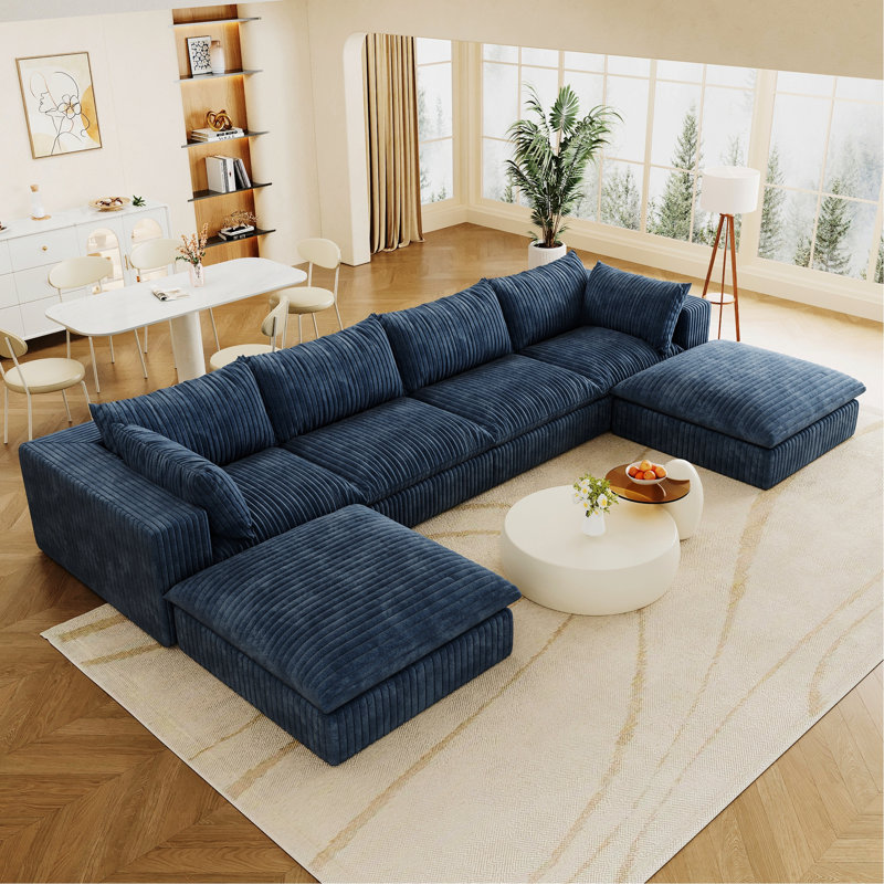 Canapé avec coussin amovible, H 24 po x l 157,6 po x P 78,8 po, Bleu