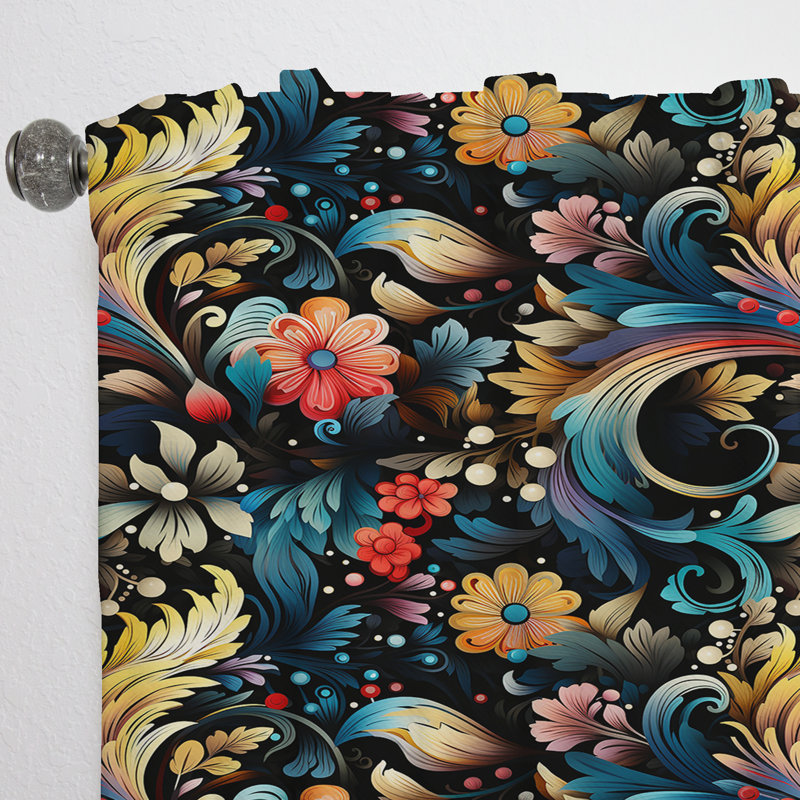 Motif moderne à motif cachemire bohème moderne I - Rideau floral - Velours obscurcissant - 1 panneau, L 52 po x L 120 po