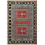 Tapis décoratif rétro traditionnel bleu et rouge lavable à la machine-1258952387