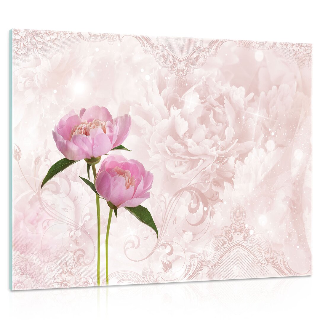 Glasbild Rosa Blumen