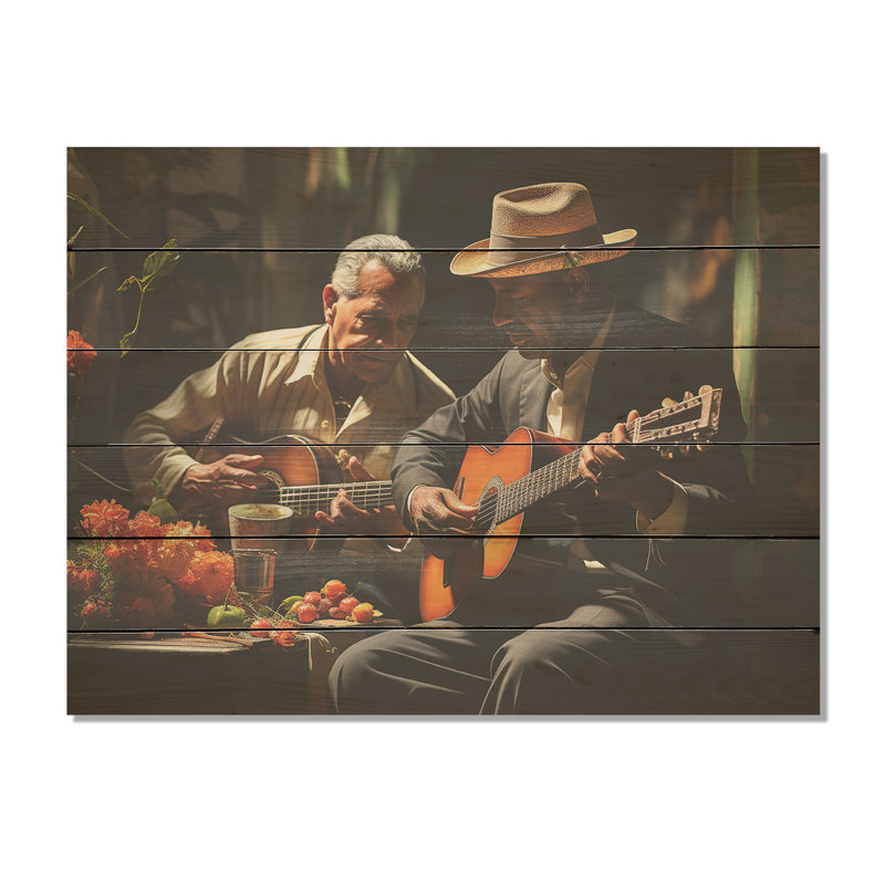 Cuba Tropical Rhythms I - Cuba Landscape Wood Wall Art On Natural Pine Wood, 30" H x 40" W