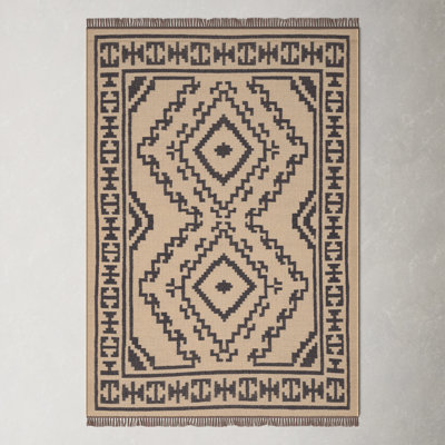 Louie Light Beige Black Flatweave Jute Rug