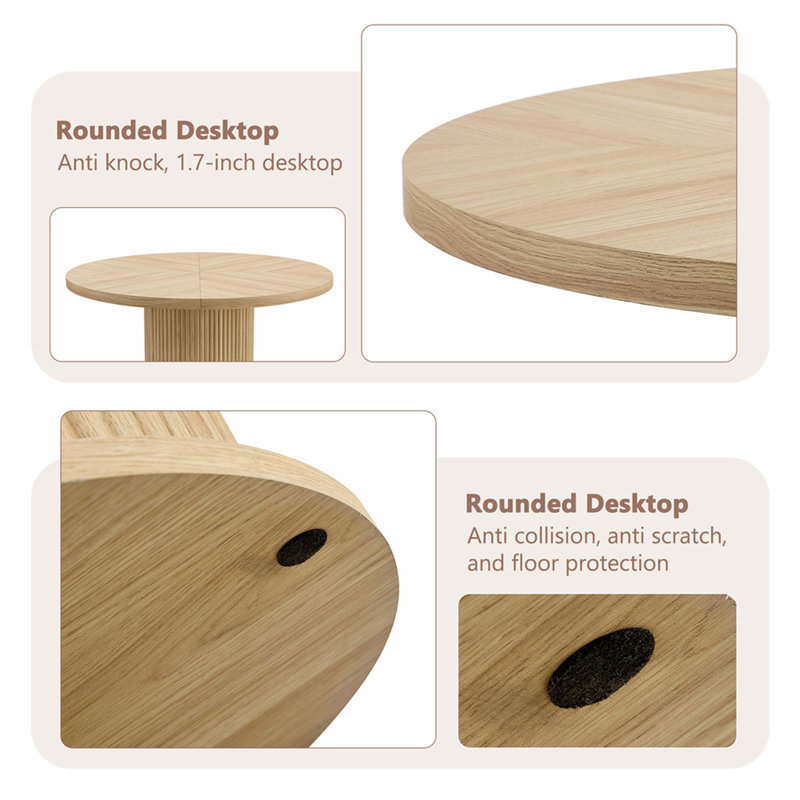 Ensemble de chaises de salle à manger rembourrées en polyuréthane 4 pièces avec colonne romaine ronde de 47,2 po, rangement inclus, adapté aux restaurants / couleur bois
