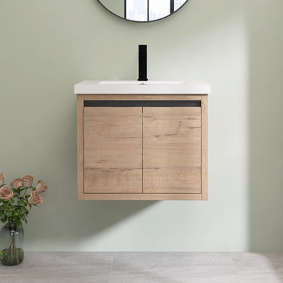 Meuble-lavabo simple 24 po avec comptoir en résine et portes à fermeture en douceur 24 po