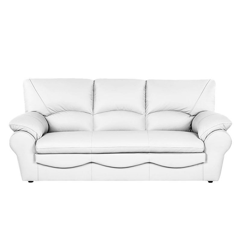 Heppman Genuine Leather 3-Seat Sofa, White