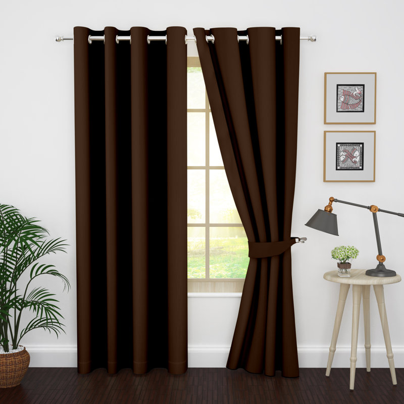 Blackout Curtain Pair, Dark Brown, 46" W x 95" L