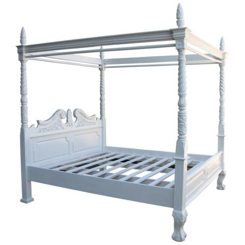 Solid Wood Bed, Double (4'6), Antique White