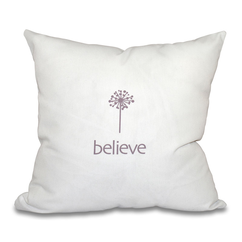 A Way With Words Reversible Throw Pillow, 16" H x 16" W, Lavender