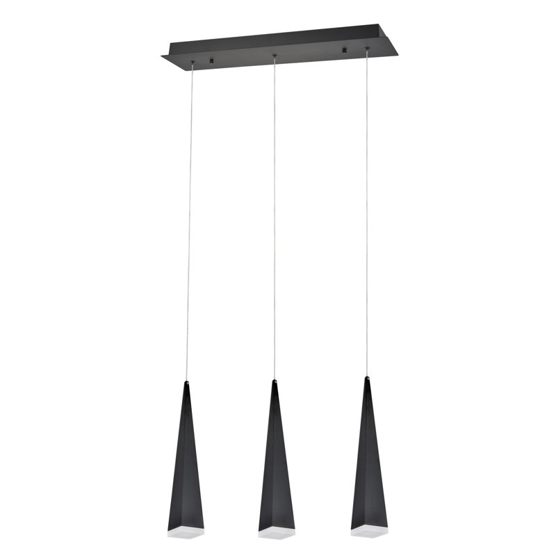 3 - Light Kitchen Island Pendant, Black