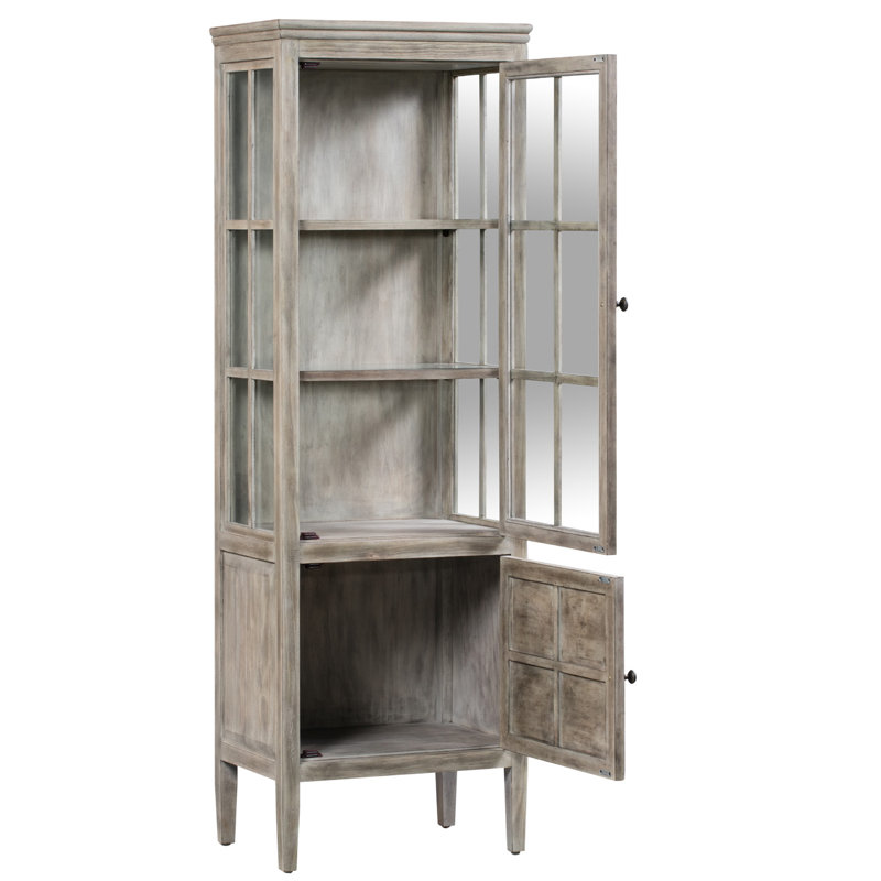Gray Wash Solid Wood 2 Door Accent Cabinet