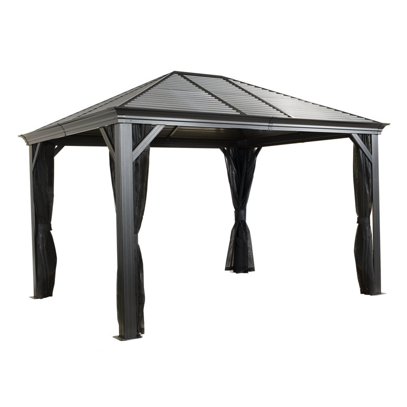 Sojag Mykonos Gazebo, Gray, 144" H x 143.3" W x 143.3" D, Chrome