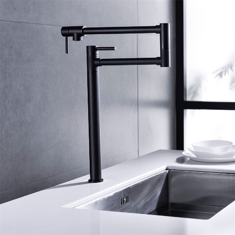 Pot Filler Faucet With Extension Shank, Matte Black