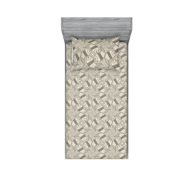 Drap-housse et taie décorative Ambesonne, Ensemble de draps pour lit simple avec 1 taie d'or