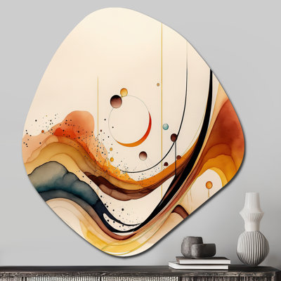 «Burnt Orange Waves Abstract V», art mural abstrait asymétrique en métal, sculpture murale en forme unique