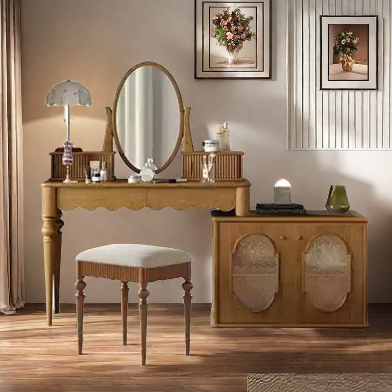 Solid wood vintage multi-functional desk dresser