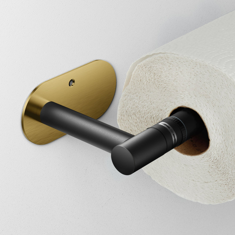Black and Gold Stainless Steel Wall-Mounted Paper Towel Holder