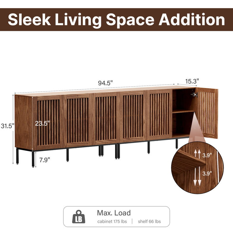 Farmhouse Tv Stand For Tvs Up To 100 Inch, 2 In 1 Entertainment Center Tv Console With Storage Cabinets And Metal Base