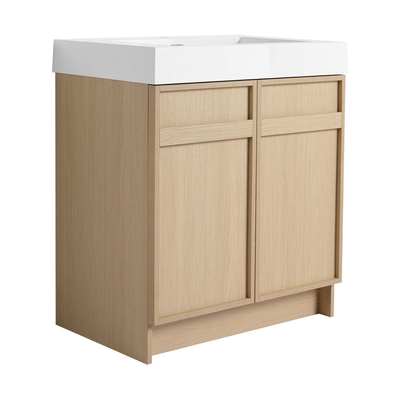 Freestanding Bathroom Vanity With Resin Sink & 2 Soft-Close Cabinet Doors