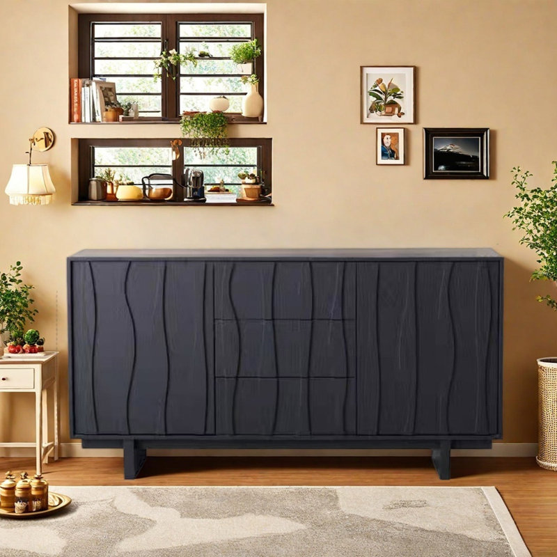 Buffet noir Living Room, H 33,46 po x l 59,06 po x P 15,75 po