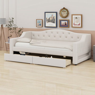Upholstered Daybed With LED Belt And Drawers